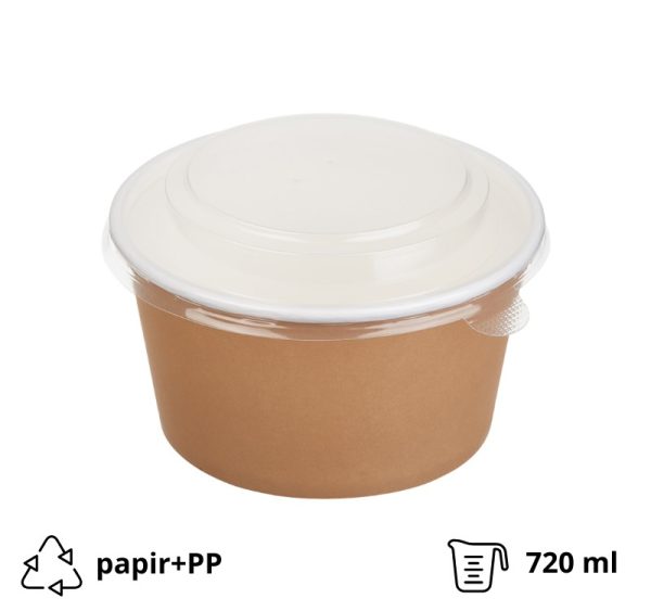 Papirnata posoda s pokrovom Tambien ECO 720 ml d=135 mm h=68 mm kraft, 50 kos (komplet)