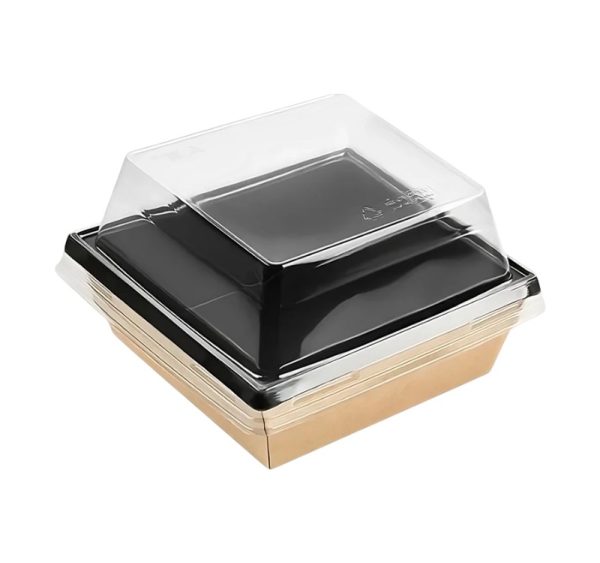 Papirnata posoda 550 ml OneClick kraft/črna 130×130 mm, h=45 mm 50 kos (komplet)