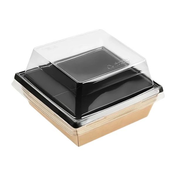 Papirnata posoda 550 ml OneClick kraft/črna 130×130 mm, h=45 mm 50 kos (komplet)