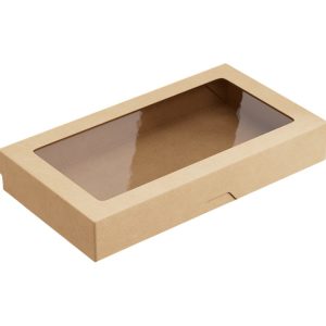 Papirnata posoda z oknom OneBox 1450 ml 260x150x40 mm kraft 25 kos