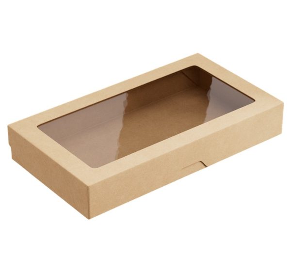 Papirnata posoda z oknom OneBox 1450 ml 260x150x40 mm kraft 25 kos