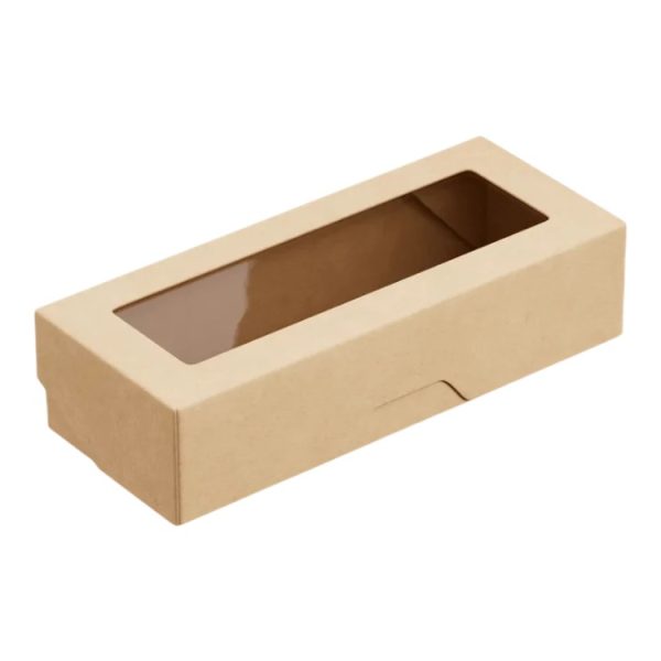 Papirnata posoda z oknom OneBox 500 ml 70x170x40 mm kraft 25 kos