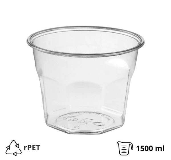 Posodica rPET Vintage 1500 ml d=158 mm h=120 mm prozorna 75 kos