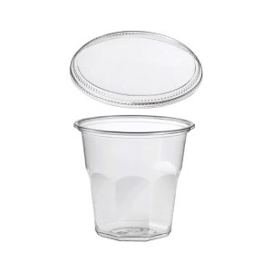 Posodica rPET Vintage 700ml d=119mm h=111mm prozorna za sladice/sadje/solato s pokrovom 50 kos (komplet)