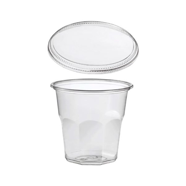 Posodica rPET Vintage 700ml d=119mm h=111mm prozorna za sladice/sadje/solato s pokrovom 50 kos (komplet)