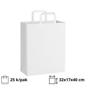 Papirnata nosilna vrečka z ravnim ročajem 320x170x400 mm bela 25 kos