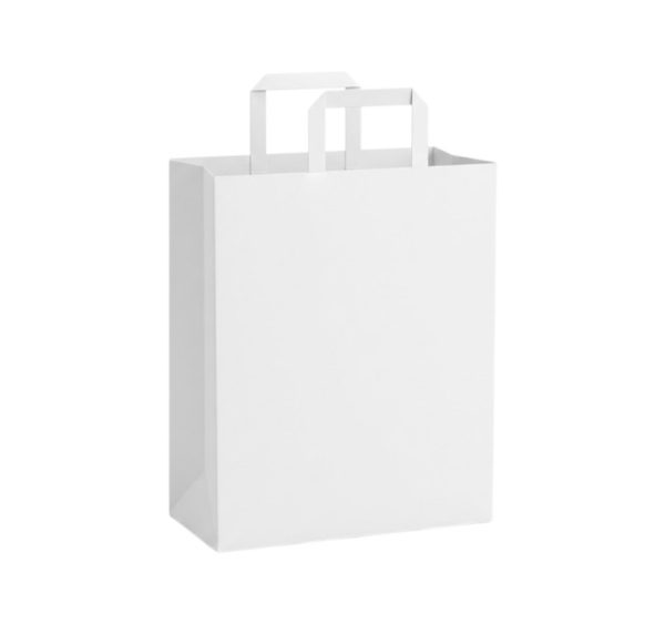 Papirnata nosilna vrečka z ravnim ročajem 320x170x400 mm bela 25 kos