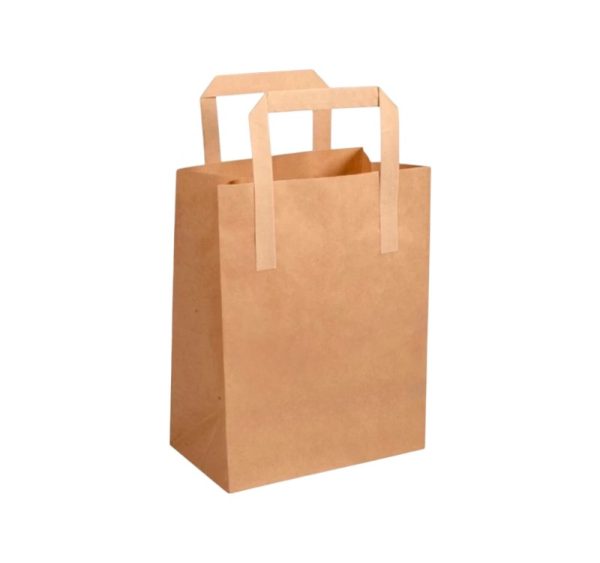 Papirnata nosilna vrečka z ravnim ročajem 180х100х220 mm kraft 25 kos