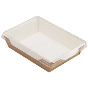 Papirnata posoda s prozornim pokrovom ECO OpSalad 1000 ml 200x140x55 mm kraft [49 kos/pak]