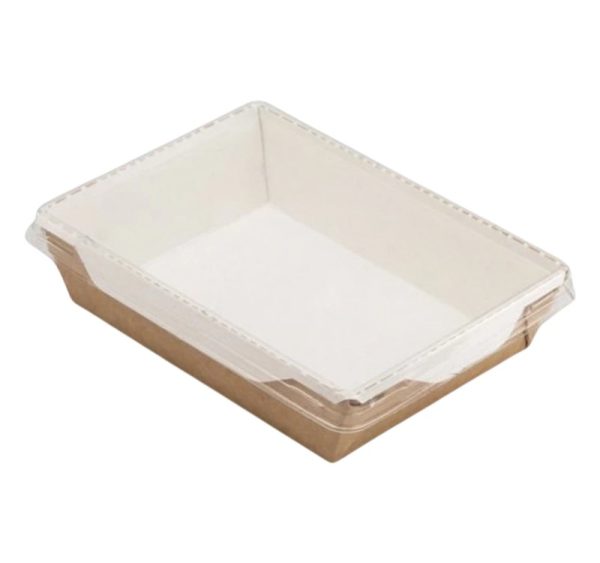 Papirnata posoda s prozornim pokrovom ECO OpSalad 1000 ml 200x140x55 mm kraft [49 kos/pak]
