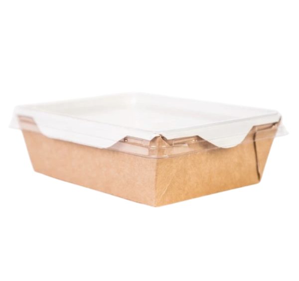 Papirnata posoda s prozornim pokrovom ECO OpSalad 1000 ml 200x140x55 mm kraft [49 kos/pak]