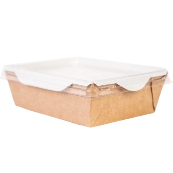 Papirnata posoda s prozornim pokrovom ECO OpSalad 1000 ml 200x140x55 mm kraft [49 kos/pak]