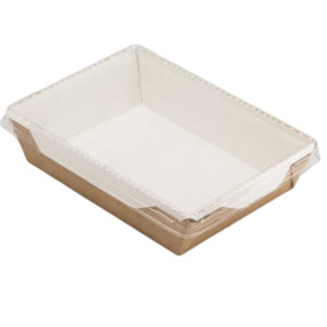 Papirnata posoda s prozornim pokrovom ECO OpSalad 1000 ml 200x140x55 mm kraft [49 kos/pak]