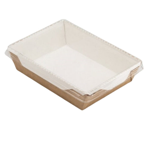 Papirnata posoda s prozornim pokrovom ECO OpSalad 1000 ml 200x140x55 mm kraft [49 kos/pak]