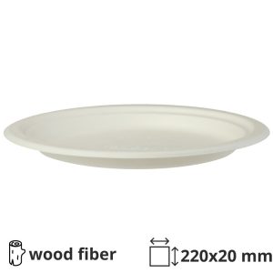 Krožnik BIO d=220 mm h=20 mm bele 50 kos