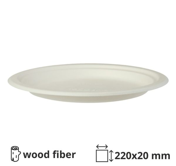 Krožnik BIO d=220 mm h=20 mm bele 50 kos