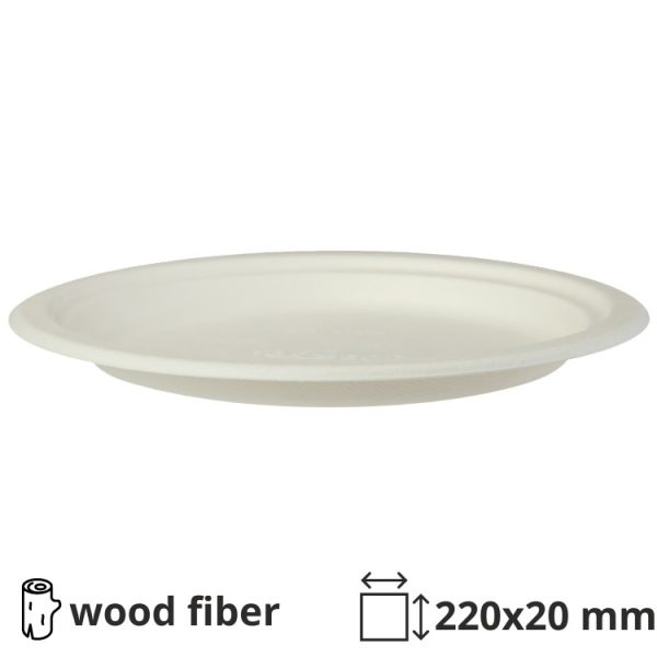 Krožnik BIO d=220 mm h=20 mm bele 50 kos