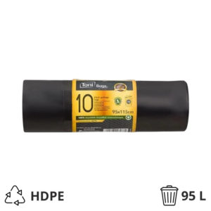 Vrečka za smeti HDPE 125 L 95×115 cm črna, 10 kos