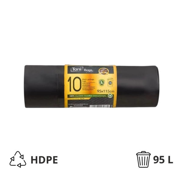 Vrečka za smeti HDPE 125 L 95×115 cm črna, 10 kos