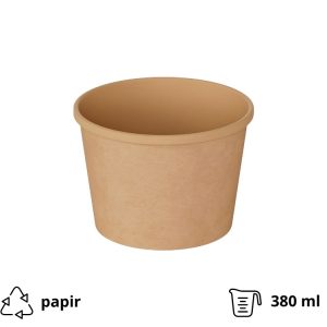 Papirnata posoda 380 ml d=77 mm h=102 mm kraft, brez pokrova 25 kos