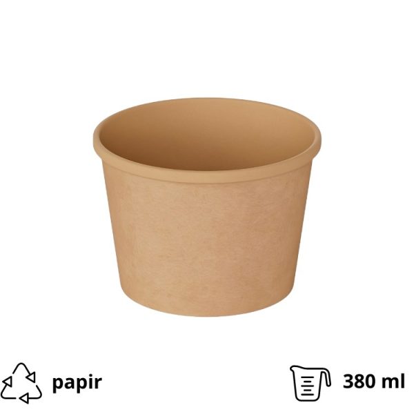 Papirnata posoda 380 ml d=77 mm h=102 mm kraft, brez pokrova 25 kos