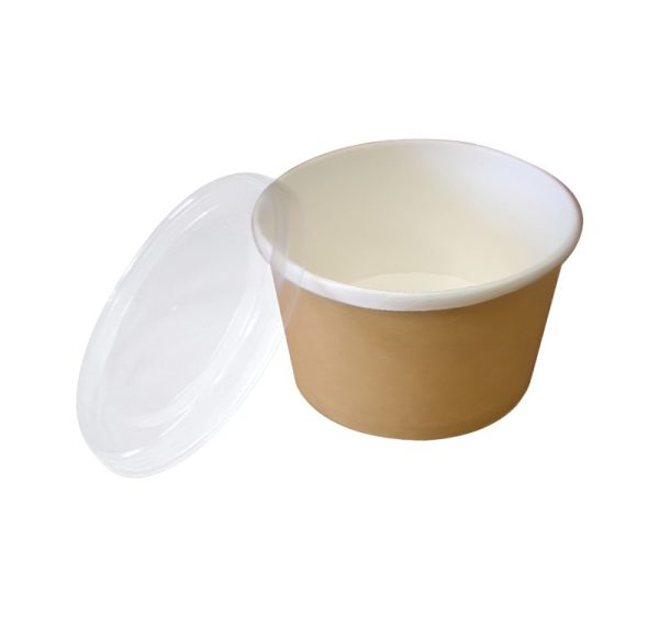 Papirnata posoda s pokrovom ECO 520 ml d=110 mm h=84,5 mm kraft, komplet (50 kos)