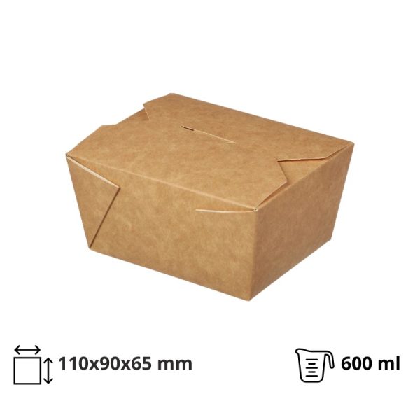Papirnata posoda Fold Box 600 ml 110x90x65 mm kraft 25 kos