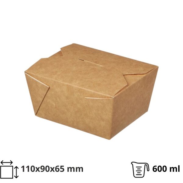Papirnata posoda Fold Box 600 ml 110x90x65 mm kraft 25 kos
