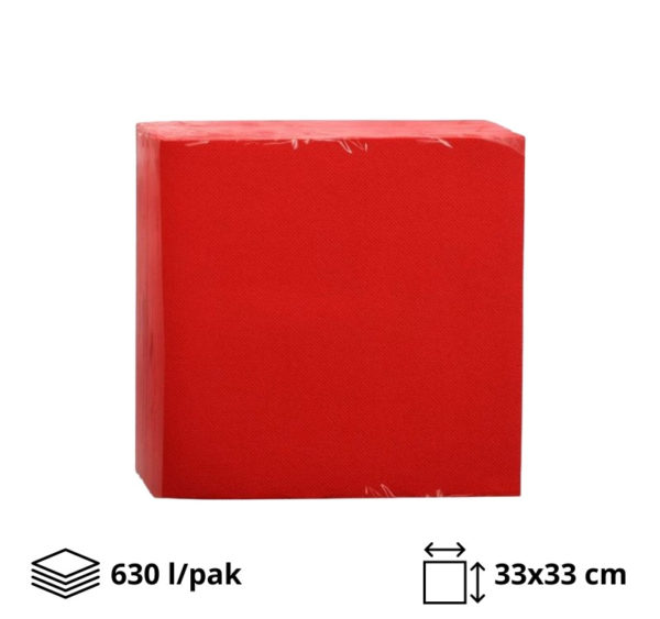 Papirnate serviete 2 sl 33×33 cm rdeči 630 l/pak