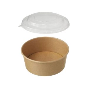 Papirnata posoda s pokrovom 1000 (1100) ml d=185 mm h=60 mm, kraft, 50 kos (komplet)