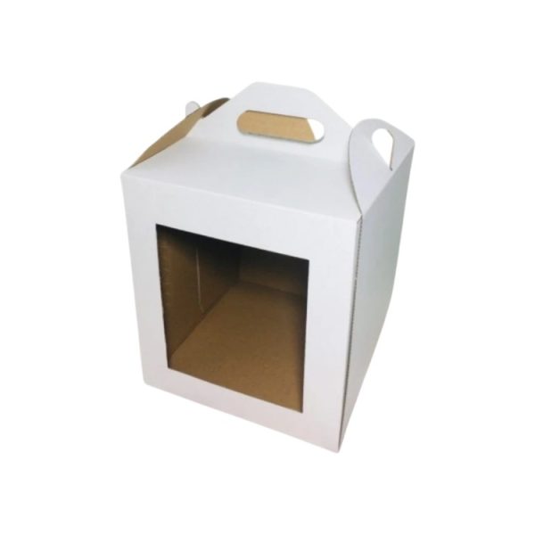 Škatla za torte z ročajem i oknom 220х220х250 mm bela
