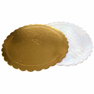 Podstavek okrogli za torto kartonasti d=320 mm črni/zlato 3 mm [5 kos/pak]