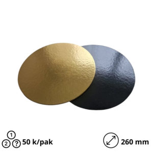 Podstavek okrogli za torto kartonasti d=260 mm zlato [50 kos/pak]