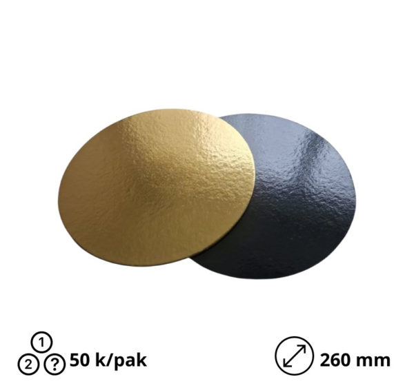 Podstavek okrogli za torto kartonasti d=260 mm zlato [50 kos/pak]