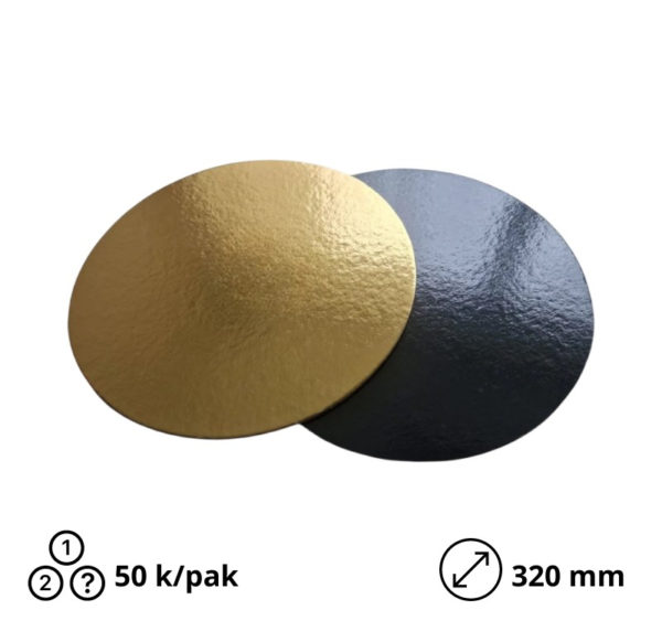 Podstavek okrogli za torto kartonasti d=320 mm zlato [50 kos/pak]