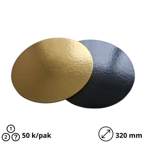 Podstavek okrogli za torto kartonasti d=320 mm zlato [50 kos/pak]