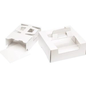 Škatla za torte z ročajem i oknom 300х300х120 mm bela [10 kos/pak]