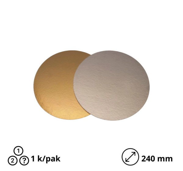 Podstavek okrogli za torto kartonasti d=240 mm zlato