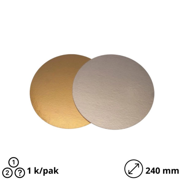Podstavek okrogli za torto kartonasti d=240 mm zlato