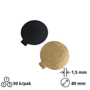 Podstavek okrogli kartonasti d=80 mm črni/zlato 1,5 mm [50 kos/pak]