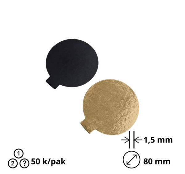 Podstavek okrogli kartonasti d=80 mm črni/zlato 1,5 mm [50 kos/pak]