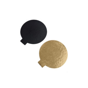 Podstavek okrogli kartonasti d=80 mm črni/zlato 1,5 mm [50 kos/pak]