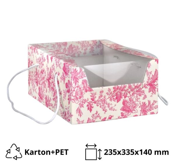 Škatla za sladico z oknom 235х335х140 mm fuksija [2 kos/pak]