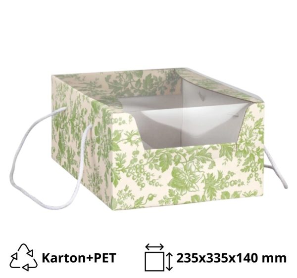 Škatla za sladico z oknom 235х335х140 mm zelena [2 kos/pak]
