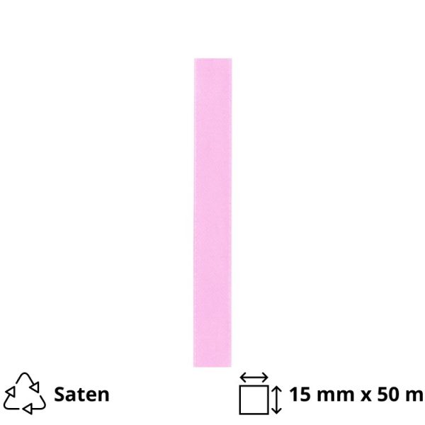 Saten trak 15 mm x 50 m roza