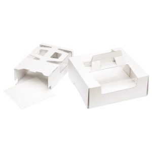 Škatla za torte z ročajem i oknom 250х250х100 mm bela [10 kos/pak]