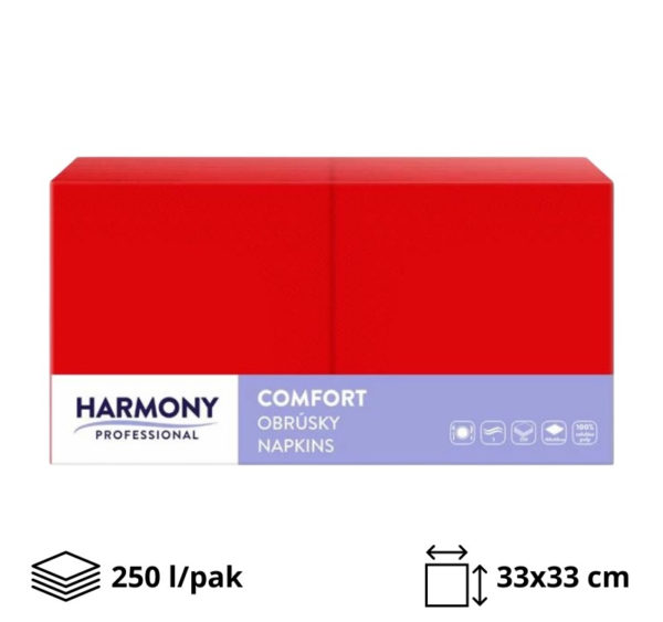 Papirnate serviete 2 sl 33×33 cm rdeči 250 l/pak [4 kos/pak]