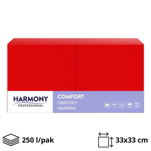Papirnate serviete 2 sl 33×33 cm rdeči 250 l/pak [4 kos/pak]