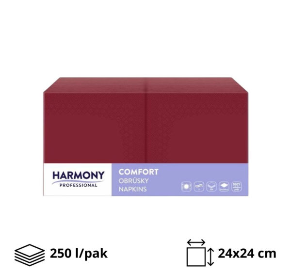 Papirnate serviete 2 sl 24×24 cm bordo 250 l/pak [16 kos/pak]