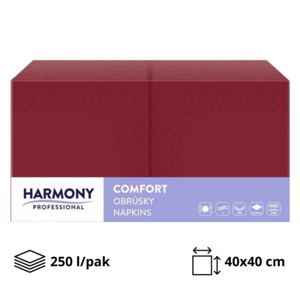Papirnate serviete 2 sl 40×40 cm bordo 250 l/pak [8 kos/pak]